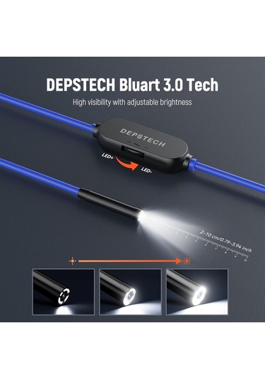 Depstech Işıklı Endoskop Kamerası - 5m Kablo 7mm İnce Prob - Mavi