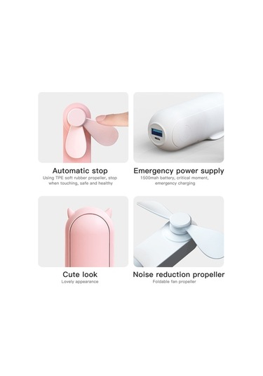 Fortunelane 2-in-1 Usb Taşınabilir Soğukluk Şarj Cihazı, Power Bank, 2 Hız, 1500mah Beyaz