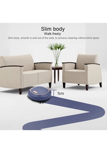 Yeni Süper Sessiz Kablosuz Elektrikli Süpürge Robotu 3 In 1 Süpürme Mop Ev Blue Mavi