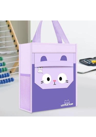 Suntek El Çantası Sevimli Üst Saplı Cepli Çocuk Tote İş Mor