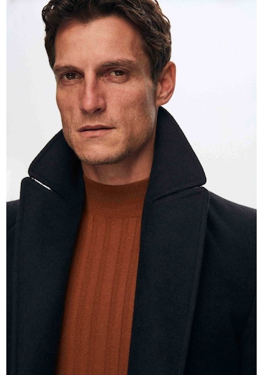 Ds Damat Regular Fit Lacivert Denizci Metal Düğme Detaylı Kaşe Kaban 1HF08ORT10005 Lacivert