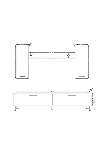 Decoraktiv Eko 5d Slm Std Krom Ayaklı Tv Ünitesi Tv Sehpası Beyaz