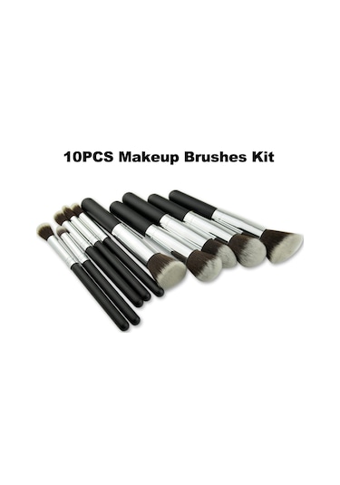 Moveevo Büyük Ve 5 Küçük Elyaf Saç Fırçası Ile 10 Adet Makyaj Fırçası Seti Kozmetik Güzellik Araç Seti