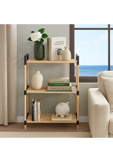 Nr01 Ahşap Raf 3 Katlı 1.kalite Masif Çam Salon Banyo Ofis Ahşap