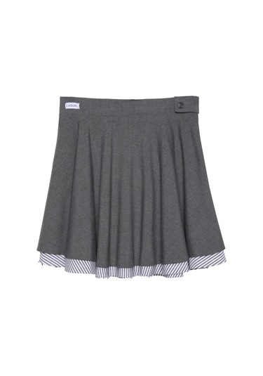 Olla Collection Kumaş Match Detaylı Volanlı Mini Etek Koyu Gri Gri