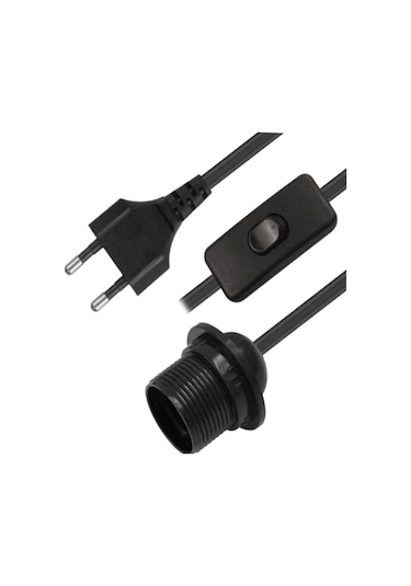 Arapuarlı Aç Kapa Anahtarlı Fişli Kablo Duy 2 Metre Siyah 1656