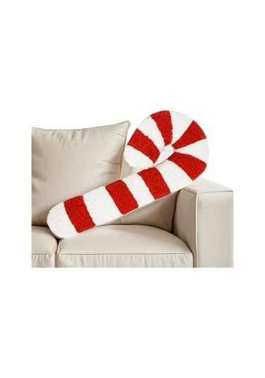 Şeker Kamışı Peluş Oyuncak, Rahat Yastık, Şirin Noel Kanepe Dekorasyonu Kırmızı