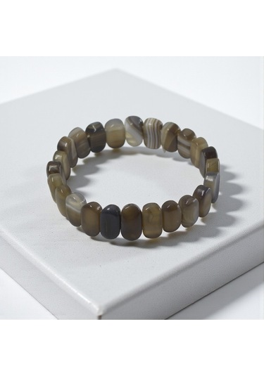 Takı Deryası Doğal Akik Taşı Kadın Bileklik Kahverengi El Yapımı Nazar Dostu Kahverengi