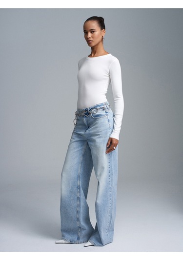 Dilvin 32695 Uzun Kollu Bodysuit-ekru Ekru