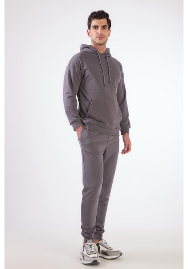 Dufy Antrasit Kapüşonlu Kanguru Cepli Regular Fit Erkek Sweatshirt Antrasit
