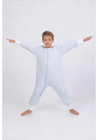 Erkek Çocuk Kalın Elyaf Dolgulu Premium Kalite 2.5 Tog Desenli Uyku Tulumu-mavi-sarı Mavi - Sarı