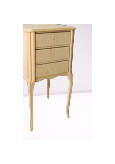 Komodin 12977 Aslan Ayak Klasik Model Ham 3 Çekmece Ahşap Kayın Ayak El Yapım