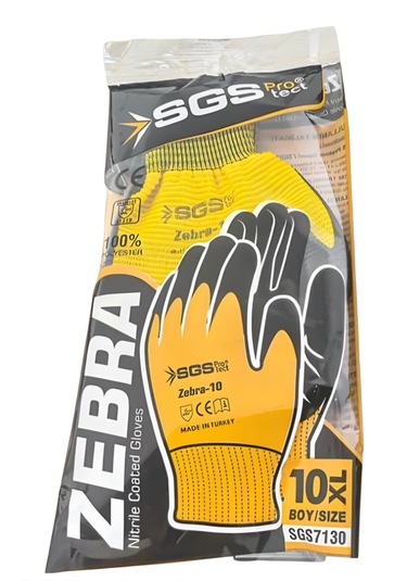 Sgs Zebra 10 Nitril Kaplı Örme Eldiven