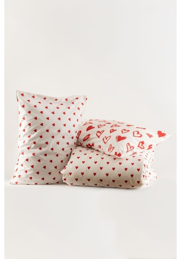 Soley Mix & Match Lover %100 Pamuk Çift Kişilik Nevresim Seti Kırmızı