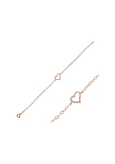 Blackcraft 925 Ayar Gümüş Rose Kalp Kadın Bileklik Bc-3cc0f8 Renkli