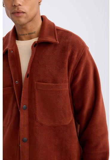 DeFacto Relax Fit Polar Uzun Kollu Gömlek A4782AX24WNBR330 Bordo