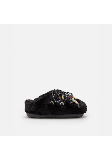 Terlik Kadın 80d1460250-n001 Moon Boot Mule Faux Fur Beads Black Siyah