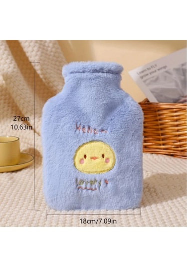 Willowhaven Mavi Yumuşak Kalın Ayı Desenli Tüylü Sıcak Su Torbası Evde Kullanım İçin MAvi