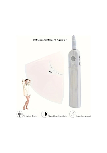 Xuweiwei Hareketle Çalışan Led Şerit Işık, Sıcak Beyaz, 100cm Pil İle Dolap Merdiven Aydınlatma Sıcak Beyaz