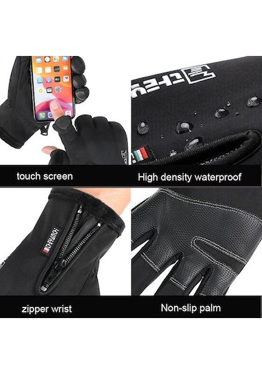 Unisex Windproof Dokunmatik Ekran Su İtici Kışlık Eldiven 001