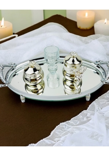 Passion Damat Kahve Fincan Tepsisi Gri Gri