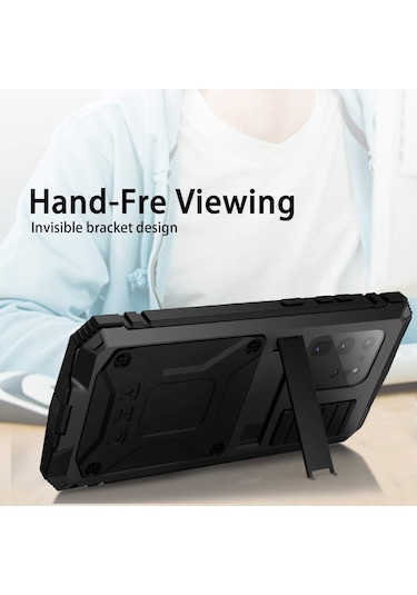 Reedark Samsung Uyumlu S20ultra İçin Tam Metal Zırh Kılıf - Darbeye Dayanıklı, Metal Sandalye İle 360 Koruma - Dış Etkinlikler İçin Erkekler Tasarımı