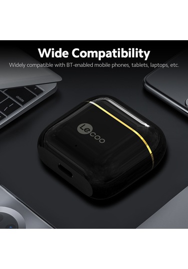 Qingmipy Lecoo C7 Bluetooth 5.1 Kulaklıklar - Yarı Girişli Spor Stili, 13mm Hoparlör, 4 Saat Çalma Süresi, Type-c Şarj, Beyaz