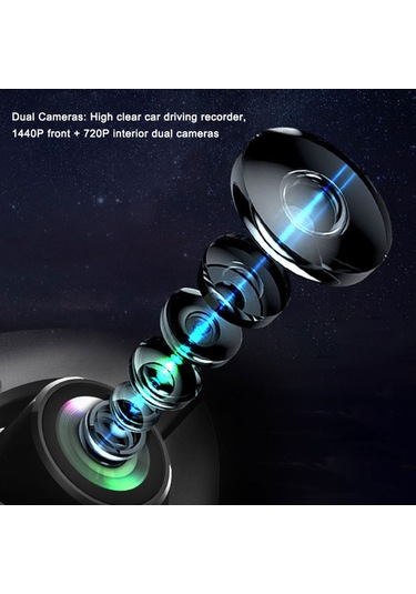 Geeroyoo 2k+1080p Çift Kanallı Araç Kamerası 3.5" Ips Ekran 170 Geniş Açı Gece Görüşü Dahili Wifi G-sensörlü Park Monitörü Döngü Kaydı Jzr-gy