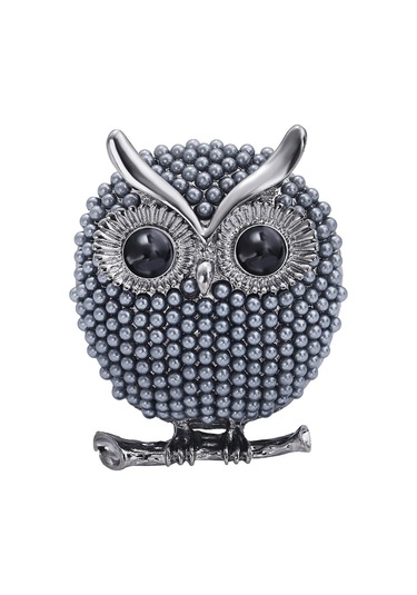 Magideal Suntek Kuşlar Broş Pin Moda Alaşım Inci Baykuş Doğum Mavi