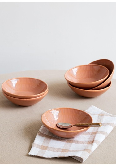 The Mia The Mia Noon Yemek Takımı 6 Kişilik Somon 24 Parça Şeffaf