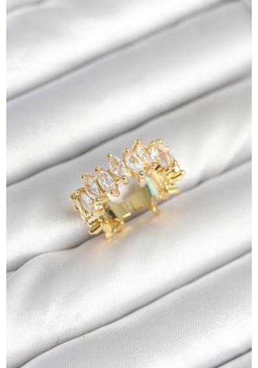 Pirinç Arpa Baget Zirkon Taşlı Kadın Yüzük Renkli