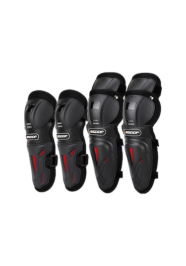 Hallow Autotop Motosiklet Dizlik Ve Dirseklik Set 4 Parça Siyah Siyah