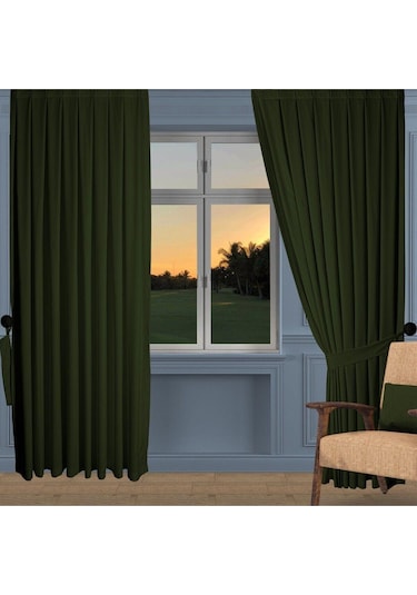 Çimen Yeşili Ada Fon Perde Pilesiz Extraforlu Düz Dikim Büzgü Pile-çimen Yeşili Çimen Yeşili