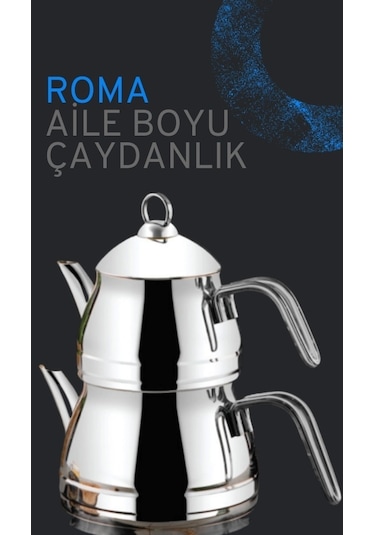 Özlife Roma Aile Boyu Çaydanlık Takımı Sade 1 Lt / 2 Lt - 1016 Gri