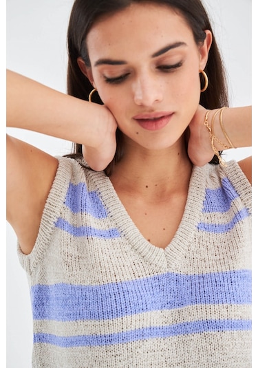 Peraluna Laura Top & Shorts Yazlık Kadın Triko Şort Takım Taş-Lila Taş Rengi - Lila