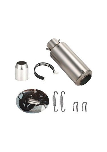 Pazly 38-51mm Evrensel Motosiklet Egzoz Borusu Tamir Parçası K21533 Kuyruk Gümüş