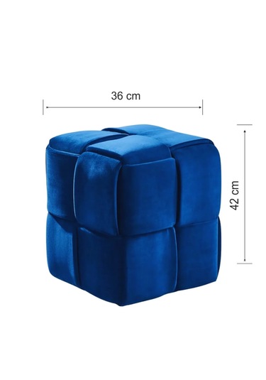 Most Spiral Kare Puf 19 Lacivert Kadife Kumaş Evinize Teslim