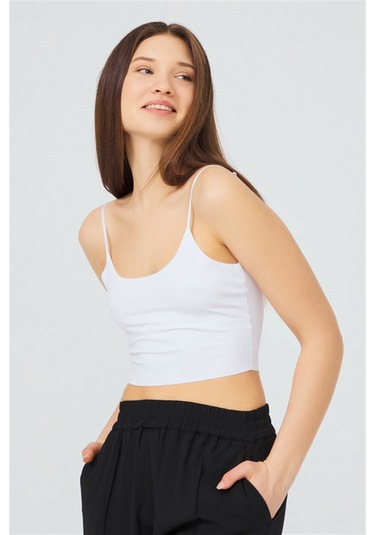 Ayarlanabilir İnce Askılı Lazer Kesim Crop Büstiyer 7'li Paket Renkli-1 Çok Renkli