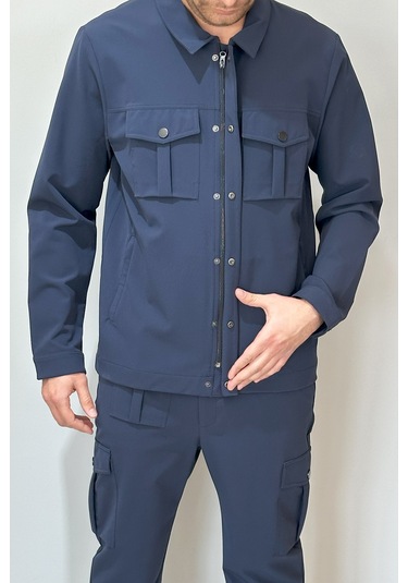 Erkek Modern Fermuarlı Üst 24720 Lacivert Lacivert