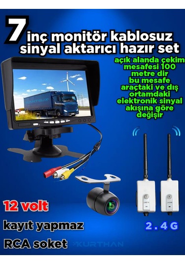7'' Monitör Kablosuz Görüntü Aktarıcı Kelebek Kamera Hazır Set