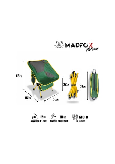 Madfox Foldmesh Mini Kompakt Katlanır Sandalye Yeşil