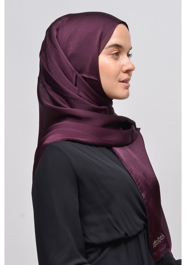 Altobeh Janjan Şık Parlak Saten Dokulu Kadın Tesettür Abiye Şifon Şal - Mürdüm