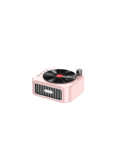 Makine Retro Gramofon Ses Bluetooth Hoparlör-gün Batımı Pembe