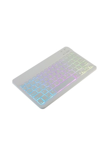 10 İnç Kablosuz Bt Klavye Ultra İnce Şarj Edilebilir Bt Klavye Üç Sistem Uyumlu Karışık Işık Efekti Beyaz