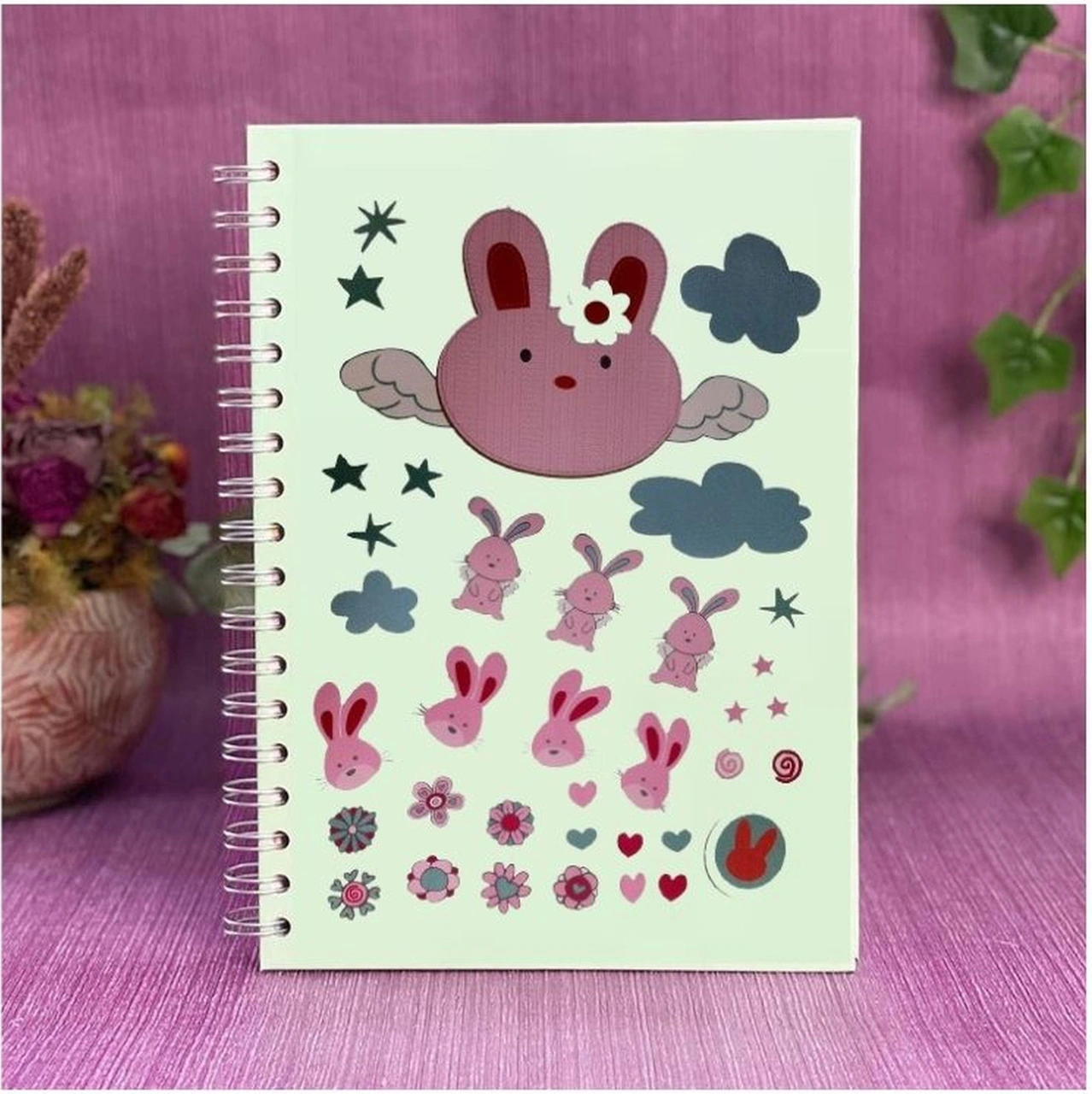 2 Adet Defter Sticker,laptop Sticker Tavşan Desenli Pvc 70x50x0,5cm