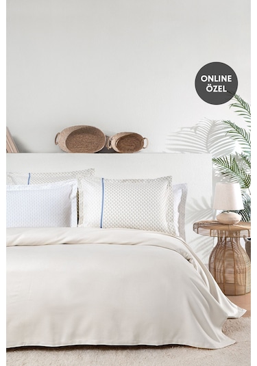 Yataş Pinto Çift Kişilik Bambu Pike Takımı - Ekru