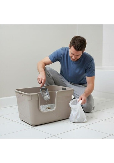 Herniks Tanos Yarı Açık Kedi Tuvaleti 54x40x32 - Bej