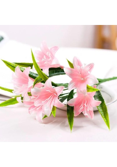 Qingmipy 7 Başlı Plastik Lale Buketi - Su Bitkisi Takma Çiçek - Mor