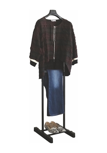 Lerato Tek Tepeli Dilsiz Uşak Elbise Askısı Siyah