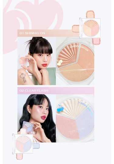 İnci Işıltıları İçeren Aydınlatıcı Paleti Perıpera V Highlighter Ad 001 Shining On Shine Bright